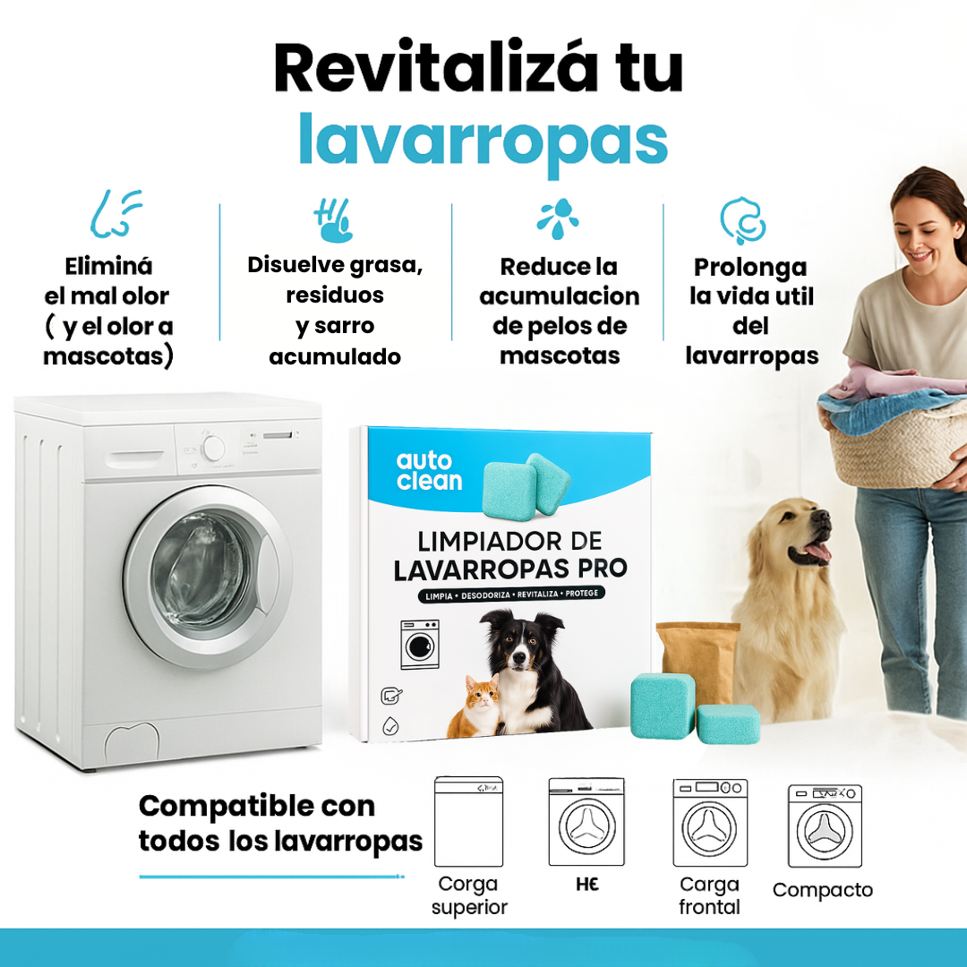 PASTILLAS OFICIALES Y ORIGINALES PARA LAVARROPAS - REMUEVE PELOS DE MASCOTAS -AUTO CLEAN PRO ®
